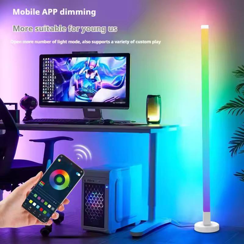 مصباح أرضي عمودي ليد ذكي بإضاءة آر جي بي متعددة الألوان