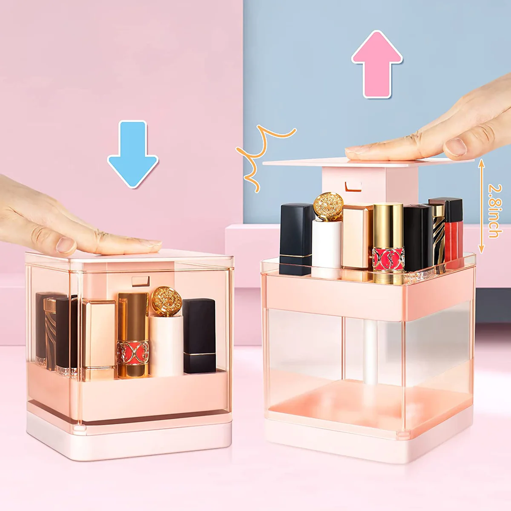 صندوق منظم للميكاب 12 خانة شفاف يفتح بالضغط