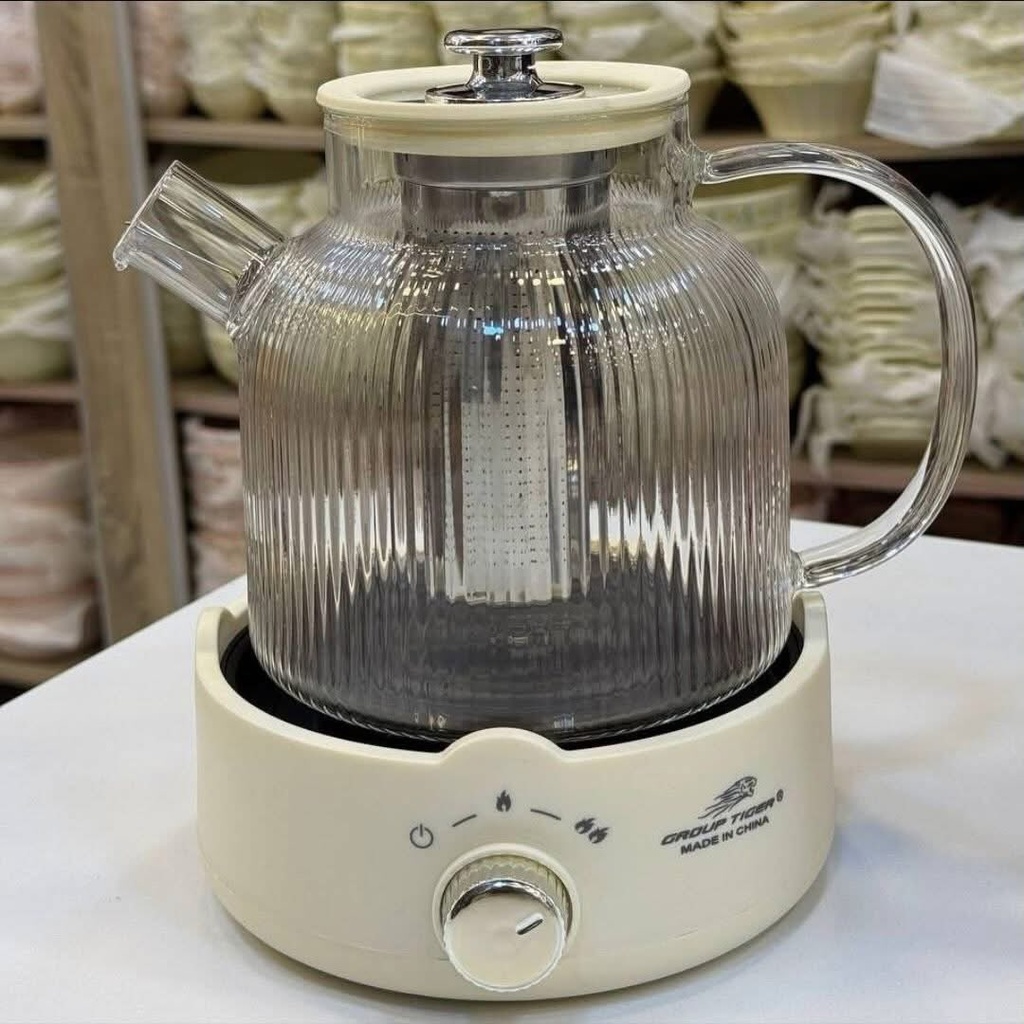 كاتيل بايركس شفاف مع مصفاة داخلية للشاي والاعشاب بسعة 2 لتر