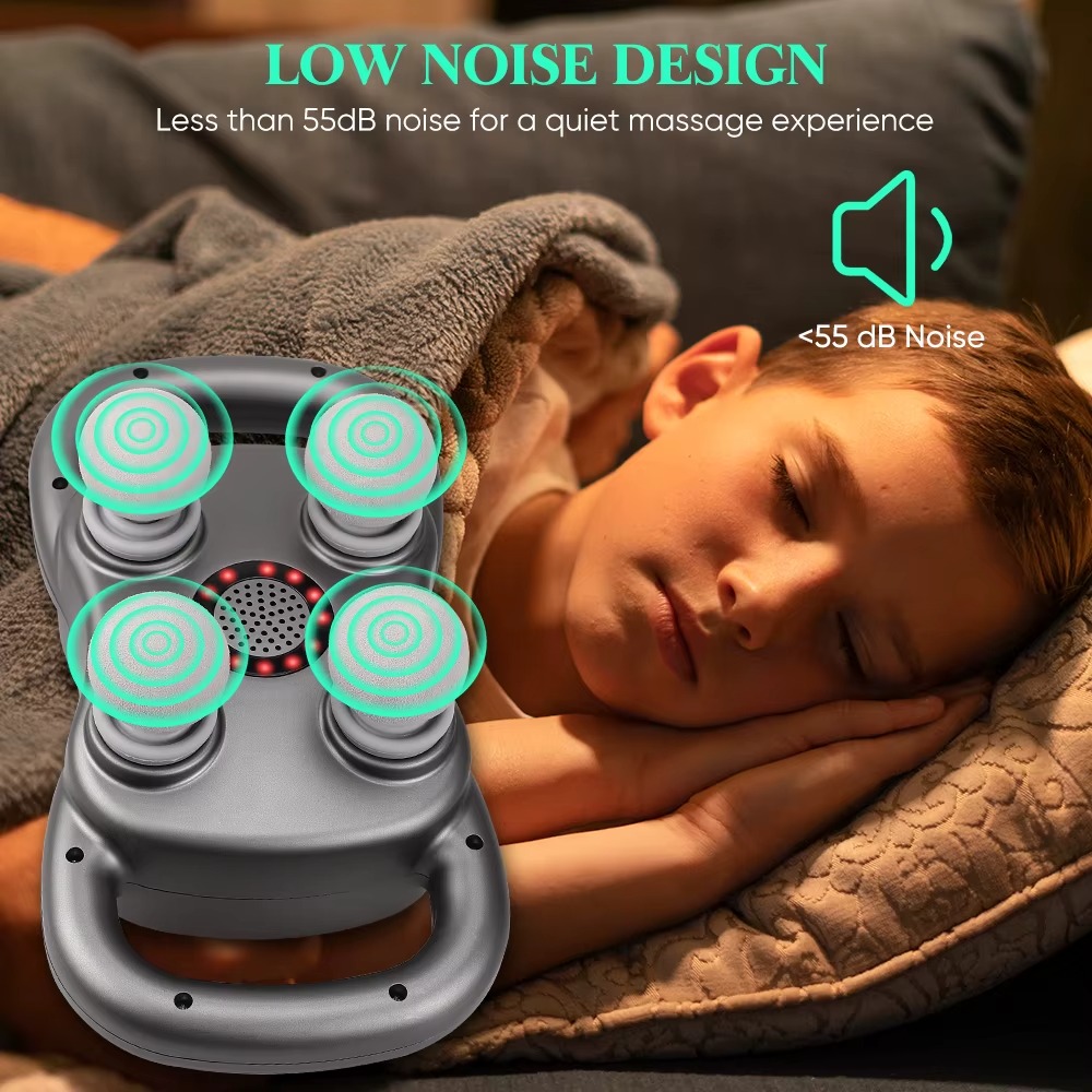 جهاز مساج ديجيتال يدوي للتدليك العميق للعضلات ب 4 رؤوس بالآشعة تحت الحمراء