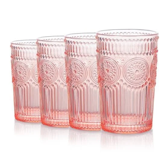 طقم كوبايات زجاج مزخرف 6 قطع بسعة 385 ملي