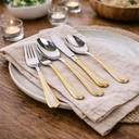 طقم معالق وشوك وسكاكين استانليس ستيل 24 قطعة بمقبض بحواف جولد أنيقة