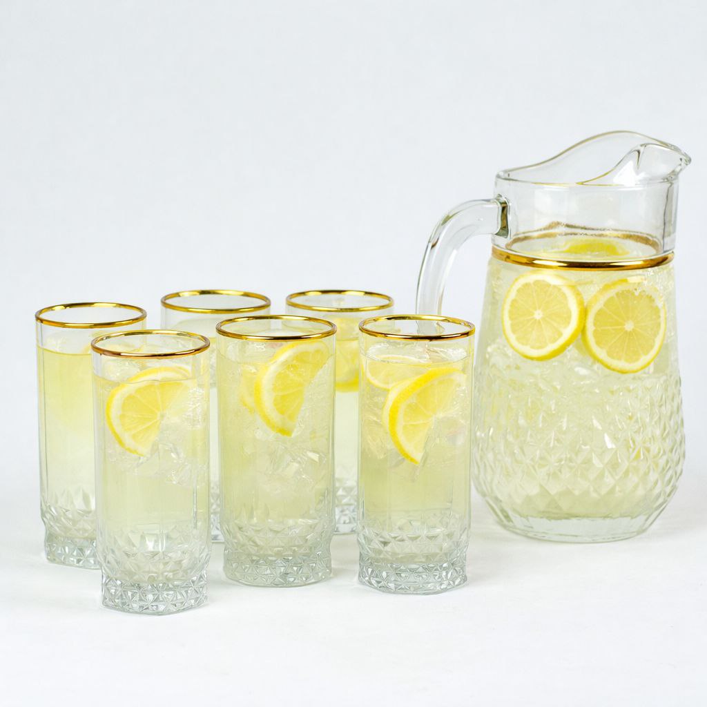طقم  شربات زجاج 7 قطع لتقديم العصائر والمشروبات