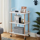 عربة ٣ دور متنقلة متعددة الأستخدام لتقديم الطعام وللتنظيم والتخزين مناسبة للمطبخ والحمام وغرف النوم