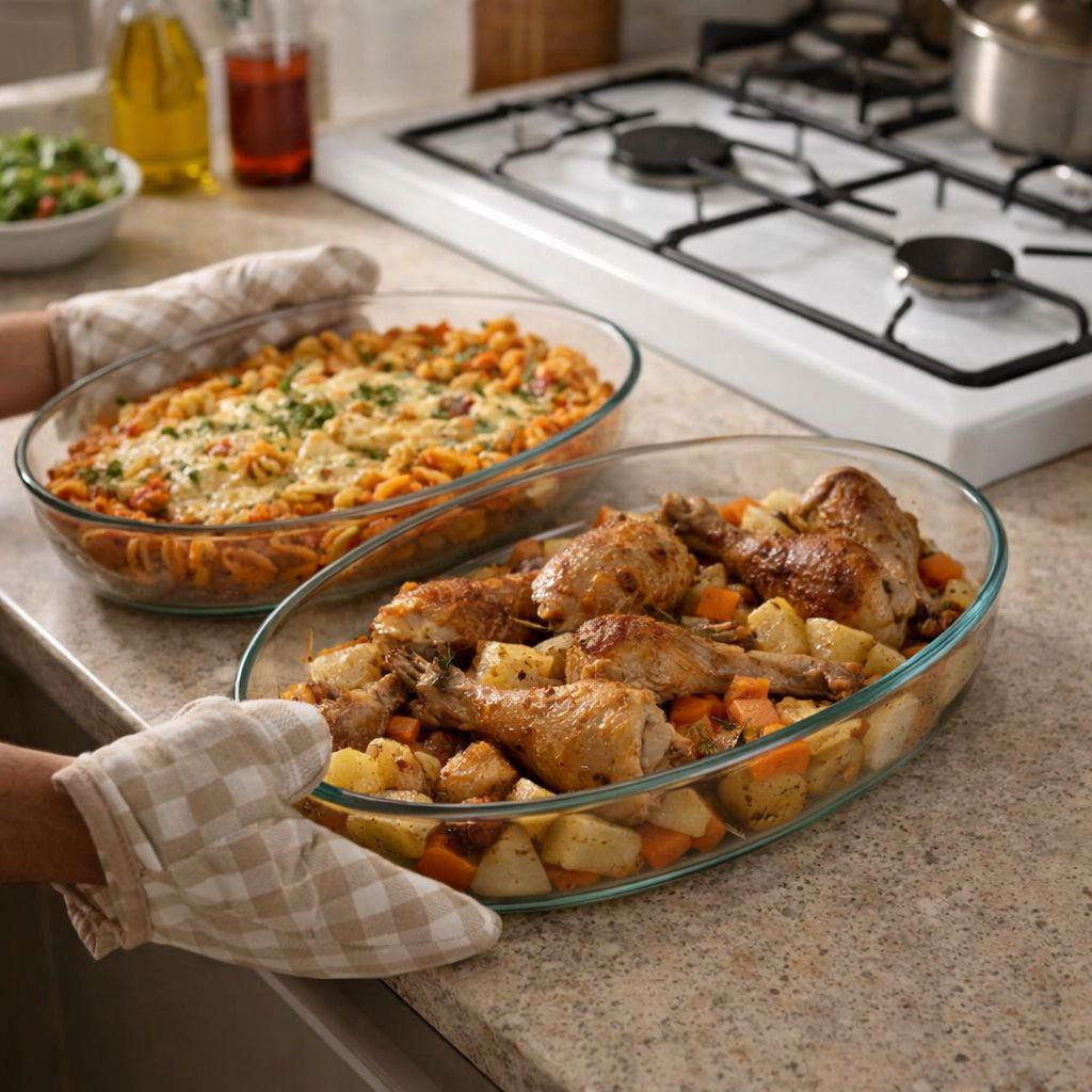 طقم طاجن بايركس بيضاوي الشكل مقاس 24 - 26