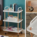 عربة ٣ دور متنقلة متعددة الأستخدام لتقديم الطعام وللتنظيم والتخزين مناسبة للمطبخ والحمام وغرف النوم