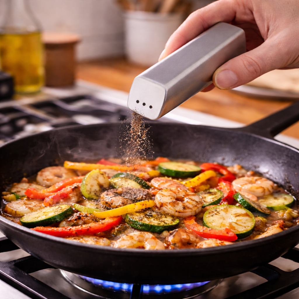 ملاحة توابل استانلس ستيل تركي للملح والفلفل مستطيلة الشكل