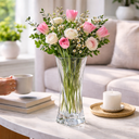 فازة زجاج شفاف مقاس 30 * 12 سم لترتيب الزهور وتغير الديكور