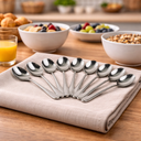 طقم معالق شاي استانلس ستيل تركي 12 قطعة باللون الفضي