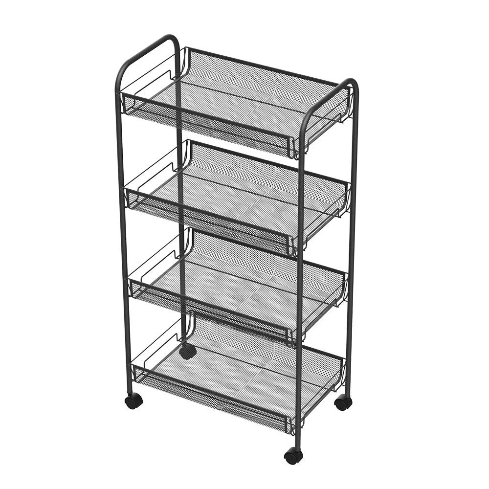 عربة تخزين ومنظم 4 أدوار بعجلات لسهولة الحركة لتنظيم أدوات المطبخ والحمام