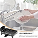 صفاية مواعين لحمل وتجفيف الأطباق والأكواب مزودة بحامل للشوك والمعالق وفتحة لتصريف المياه