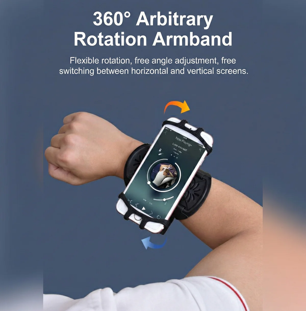 حامل موبايل للمعصم قابل للدوران 360 درجة للجري وممارسة الرياضة
