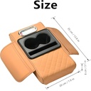 مسند سيارة جلد مبطن مع حامل أكواب مزدوج مع جزء مخصص للمناديل ومنظم جانبي