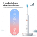 فرشاة أسنان كهربائية بتقنية الاهتزاز حتي 40000 ذبذبة 5 أوضاع مع 4 رؤوس قابلة لاعادة الشحن