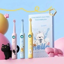 فرشة أسنان كهربائية للأطفال بتصميم كرتوني و 6 رؤوس قابلة للتبديل وخمسة أوضاع للتنظيف