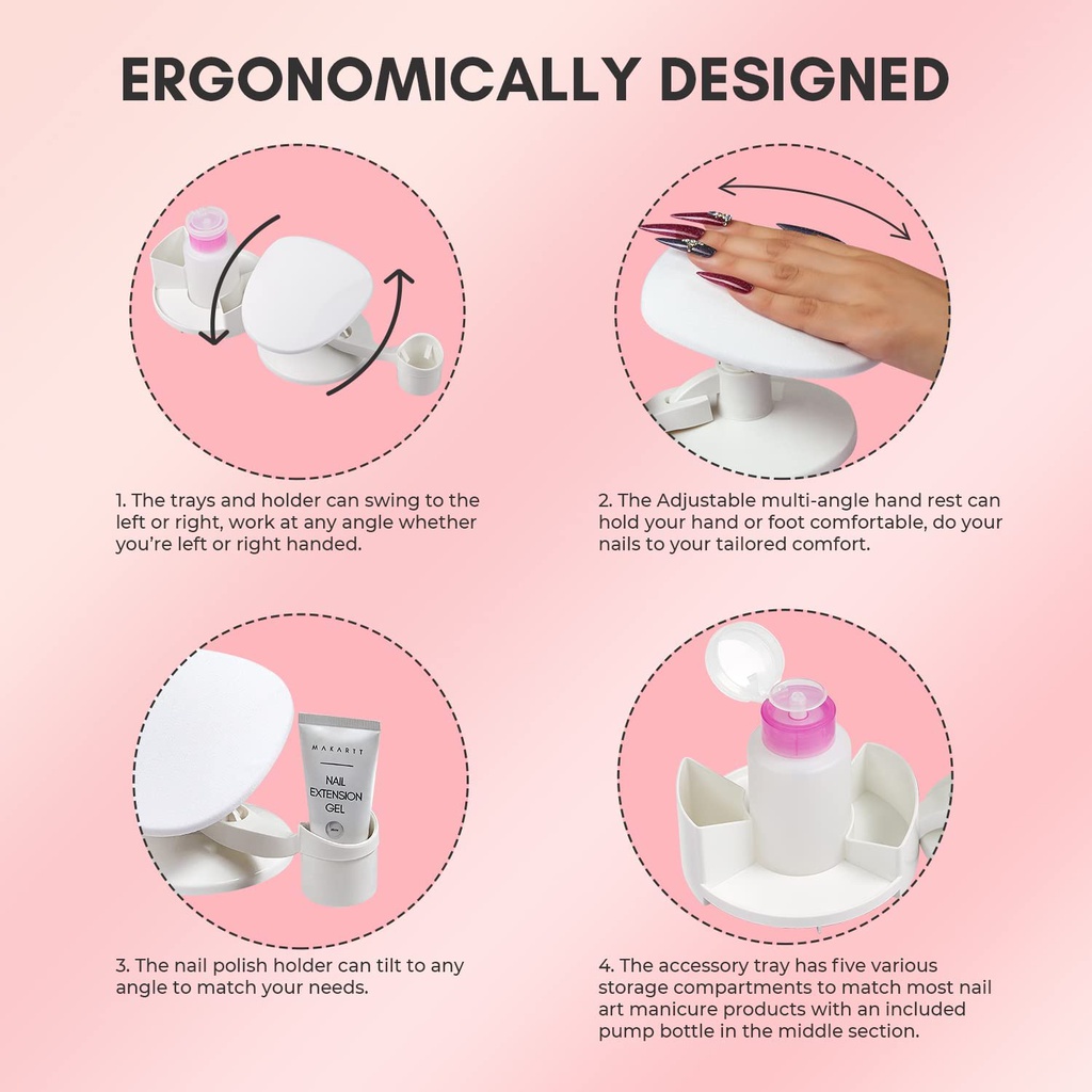 استاند وحامل مانكير وأدوات الباديكير متحرك سهل الفك والتركيب والتنظيف