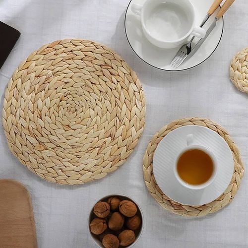 كوستر خوص هاند ميد دائري للديكور والتقديم بمقاسات مختلفة