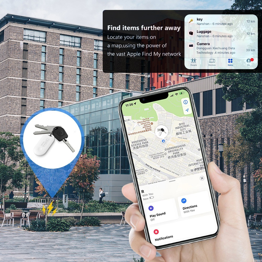جهاز تتبع ذكي FineIn Tag للمفاتيح والشنط والأغراض الشخصية متوافق مع Apple Find My للآيفون