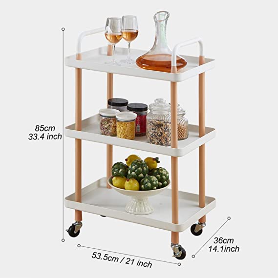 عربة تقديم 3 أدوار انيقة بعجل لتقديم الطعام وترولي مناسبة للمطبخ والحمام