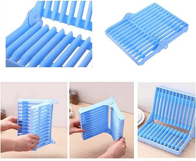 مطبقية ميني قابلة للطي لتنظيم وتجفيف الأطباق والأكواب فوق الحوض