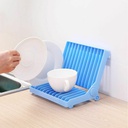 مطبقية ميني قابلة للطي لتنظيم وتجفيف الأطباق والأكواب فوق الحوض