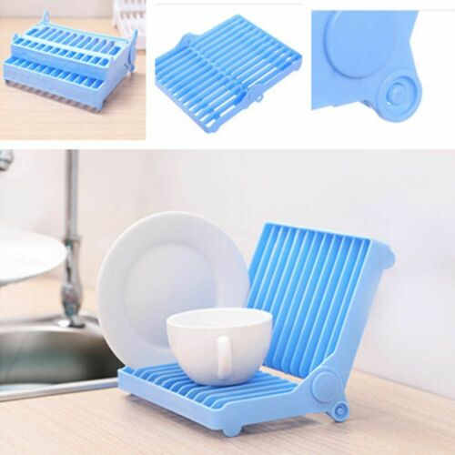 مطبقية ميني قابلة للطي لتنظيم وتجفيف الأطباق والأكواب فوق الحوض