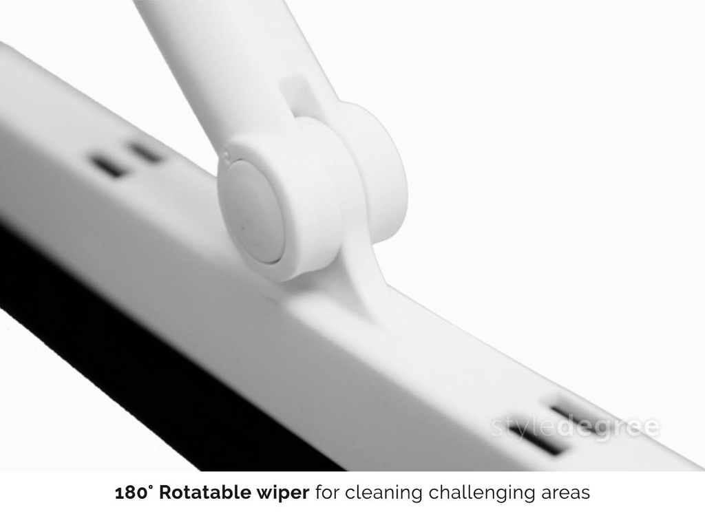 مساحة بيد معدن قابلة للفصل والميلان 180 درجة للوصول الي الاماكن الصعبة ومسح الزجاج
