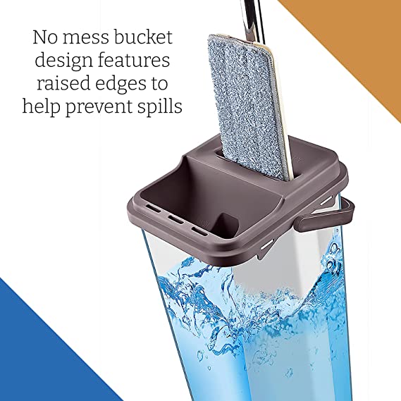 طقم مساحة تنظيف قابلة للفصل والدوران 360 درجة وتعديل الطول مع جردل للعصر 8 لتر