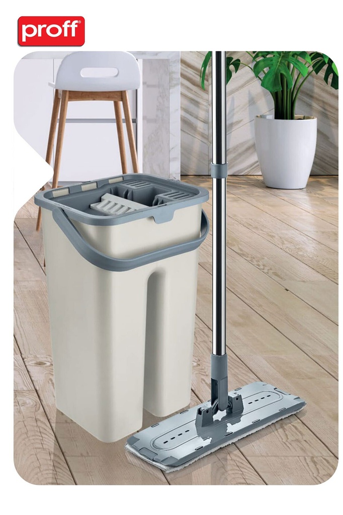 طقم مساحة تنظيف قابلة للفصل والدوران 360 درجة وتعديل الطول مع جردل للعصر 8 لتر