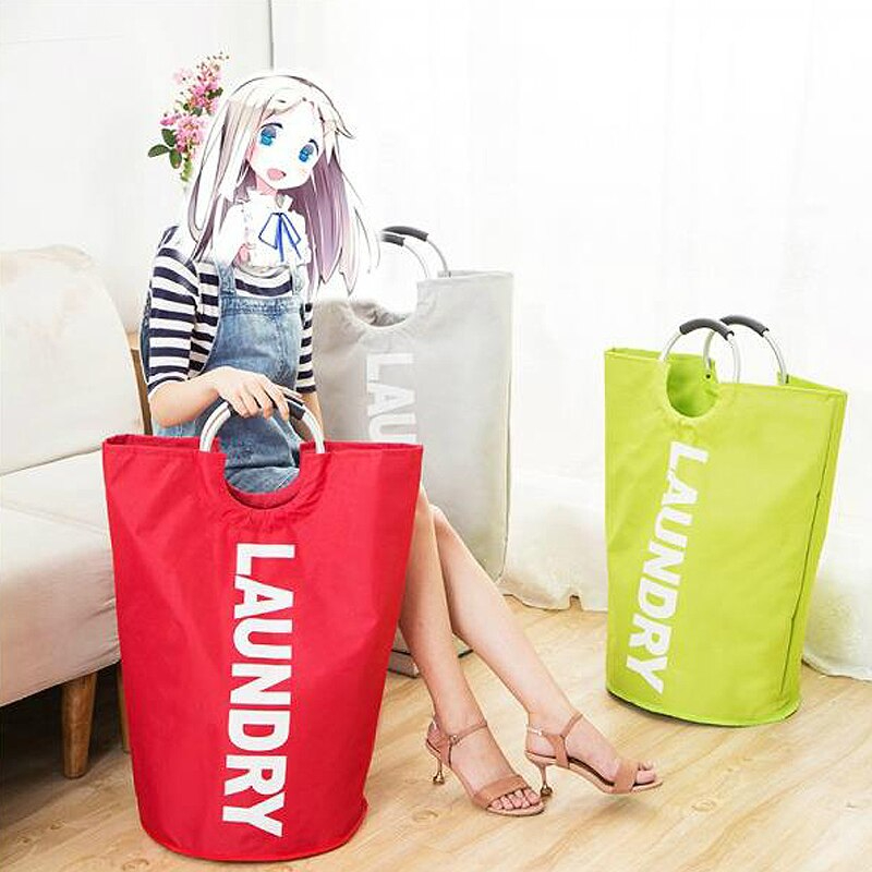 سلة غسيل ملابس كبيرة بيد لسهولة الحمل