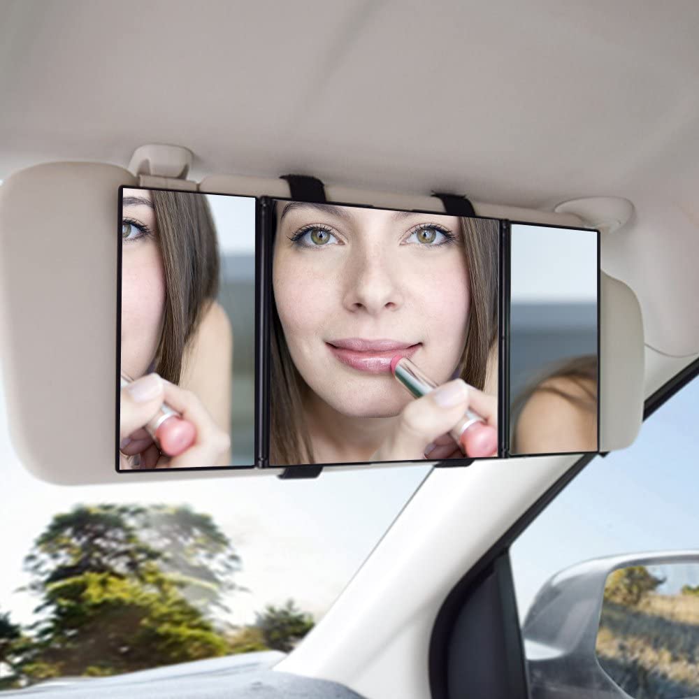 مرأه سيارة تثبت علي حاجب الشمس قابلة للطي مكونه من 3 أقسام