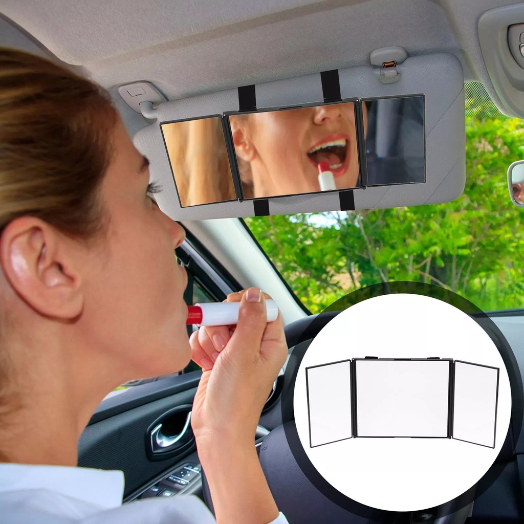 مرأه سيارة تثبت علي حاجب الشمس قابلة للطي مكونه من 3 أقسام