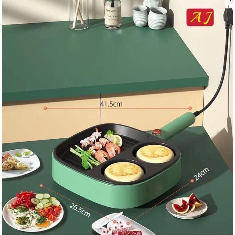 جريل كهربائي غير لاصق لقلي البيض وعمل البان كيك وتسوية شرائح اللحم مقسم 3 خانات