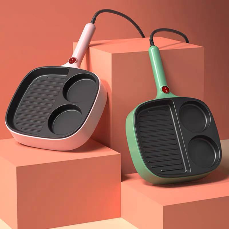 جريل كهربائي غير لاصق لقلي البيض وعمل البان كيك وتسوية شرائح اللحم مقسم 3 خانات