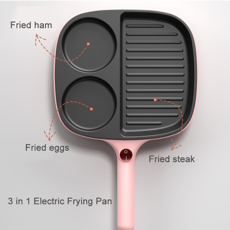 جريل كهربائي غير لاصق لقلي البيض وعمل البان كيك وتسوية شرائح اللحم مقسم 3 خانات