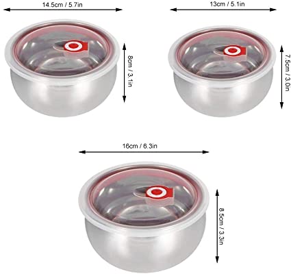 طقم ثلاجة استانلس بغطاء محكم الغلق 3 قطع بأحجام مختلفة