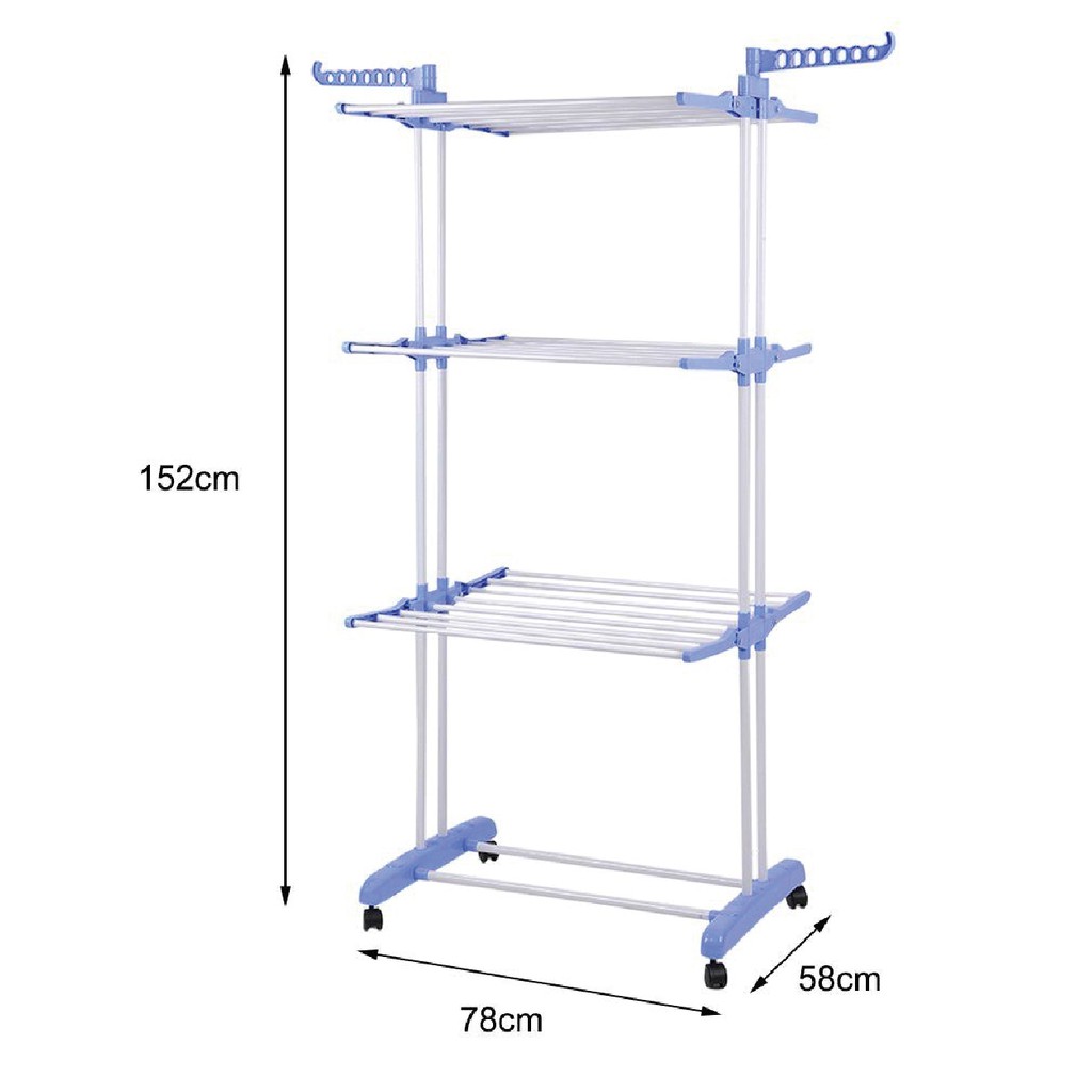 منشر غسيل جامبو قابل للطي ب ٣ أرفف مع علقات جانبية قوي ومتين