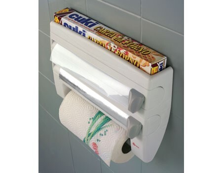 حامل مطبخ رباعي متعدد الأستخدامات للمناديل والفويل والأكياس البلاستيكية