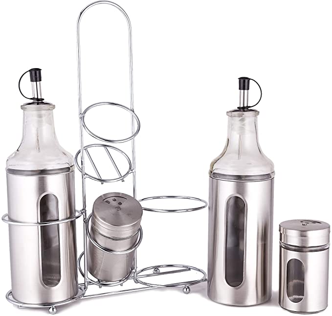 ستاند وحامل شيك 4 قطع للخل والزيت والملح والفلفل متعدد الأستخدام