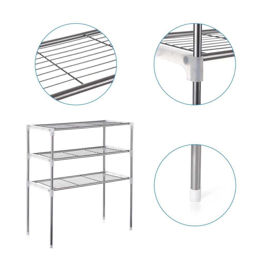 أستاند ومنظم وحامل 3 أرفف للميكرويف وأدوات الحمام وآله الطباعة معدن متعدد الأستخدام