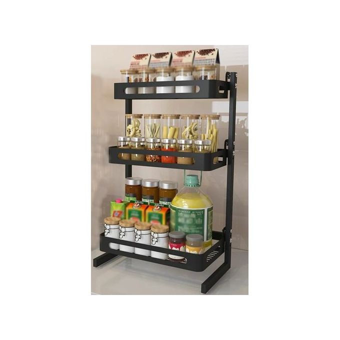 ستاند توابل وبرطمانات 3 دور من الفولاذ المجلفن للمطابخ