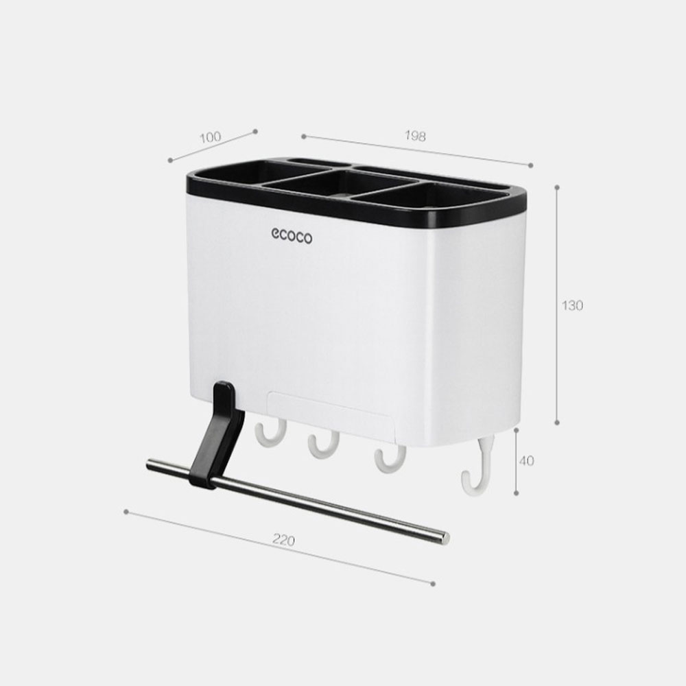 منظم وحامل أدوات المطبخ والحمام بهوكات وحامل فوطة من ايكوكو