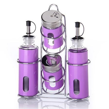 طقم ملاحة وتوابل وزيت وخل انيق استانليس ستيل 4 قطع