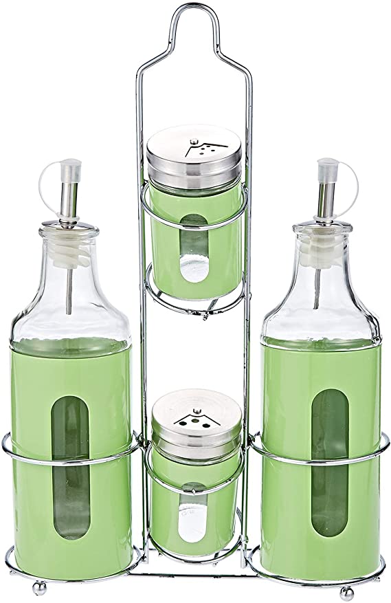 طقم ملاحة وتوابل وزيت وخل انيق استانليس ستيل 4 قطع