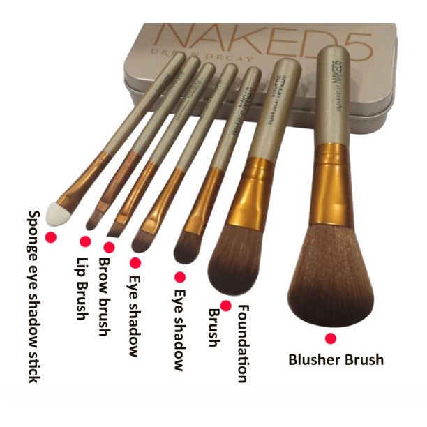 طقم فرش مكياج ناكد فايف عالية الجودة 7 فرش