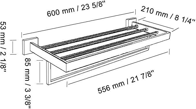 منشر حائط مع حامل للفوطة لتعليق وتجفيف الملابس للحمام