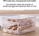علبة بيض كبيره ٢ دور شفافة بغطاء وفتحات تهوية لتخزين البيض في الثلاجة