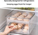 علبة بيض كبيره ٢ دور شفافة بغطاء وفتحات تهوية لتخزين البيض في الثلاجة