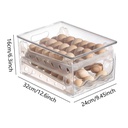 علبة بيض كبيره ٢ دور شفافة بغطاء وفتحات تهوية لتخزين البيض في الثلاجة