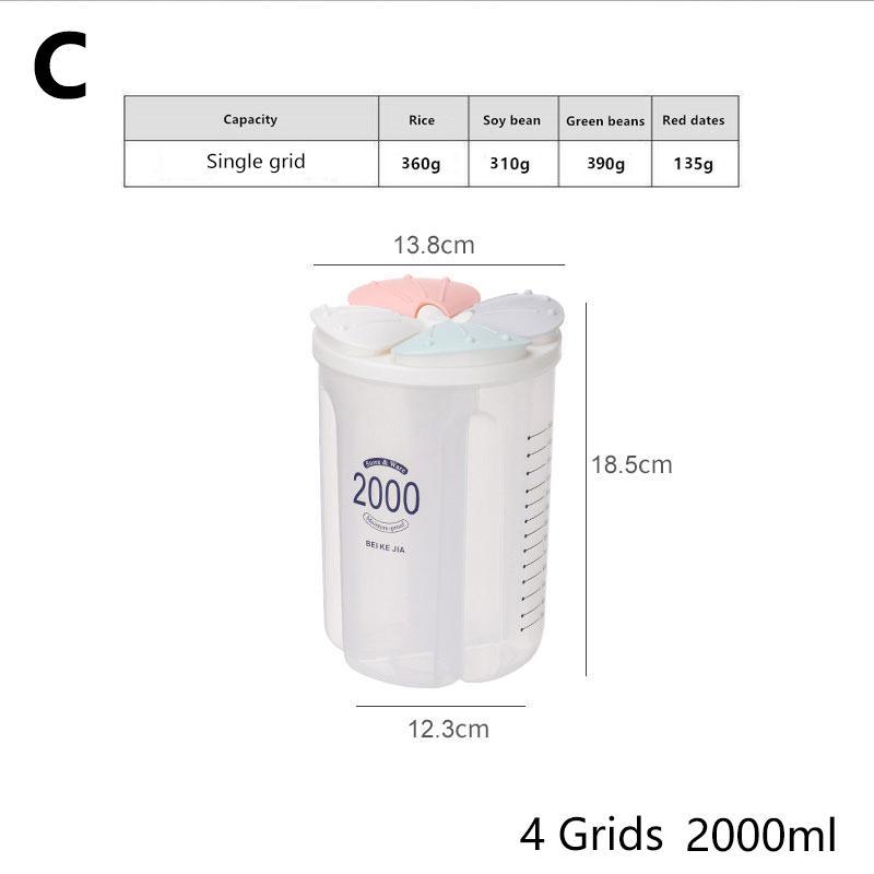 حافظة الحبوب والبقوليات القابل للتقسيم 4 اقسام